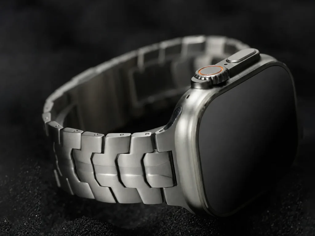 HB-10B Titanium Magnetic Watch Band HB-10B titanium watch band DLC surface and link detail