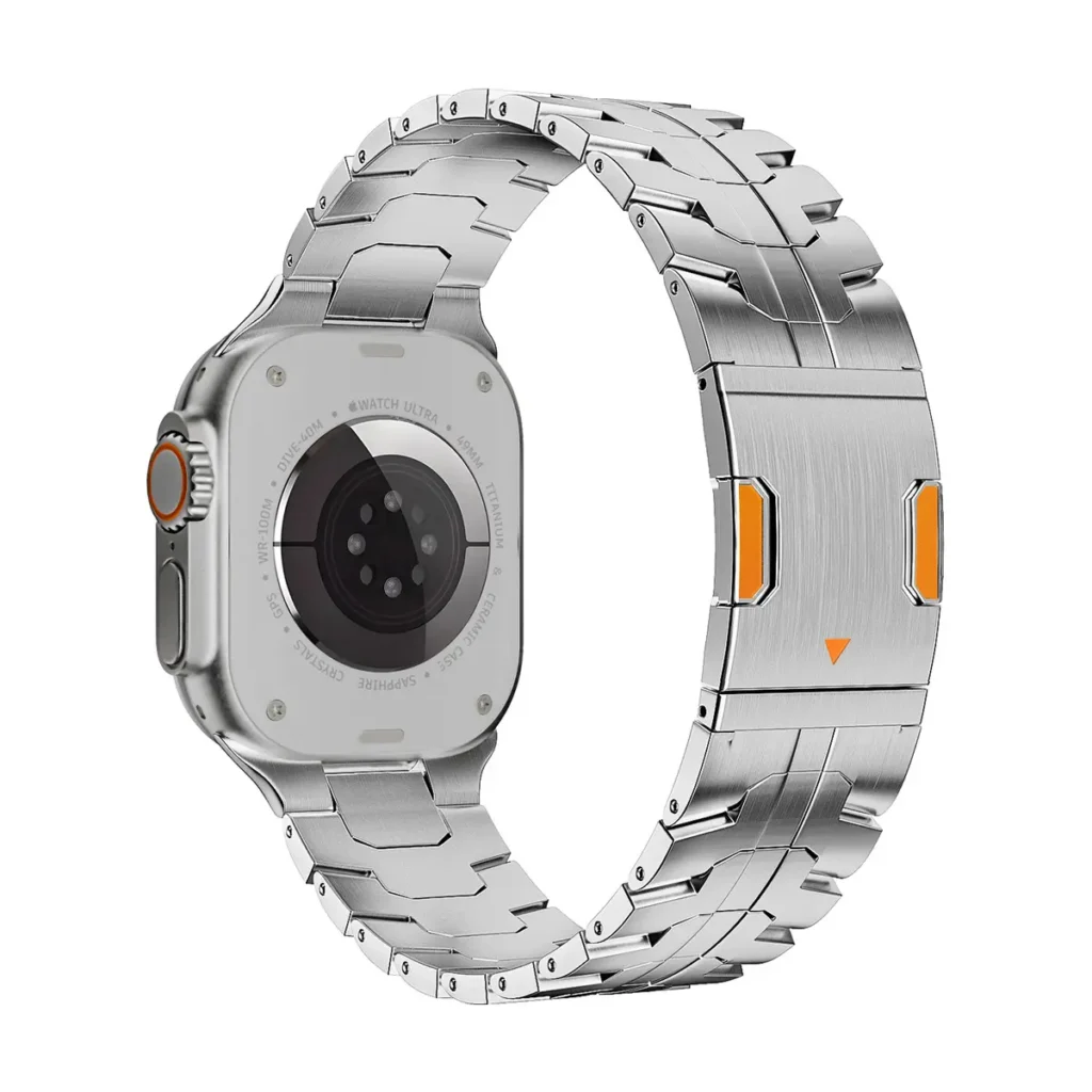 HB-10B Titanium Magnetic Watch Band HB-10B silver-tone titanium magnetic Apple Watch band