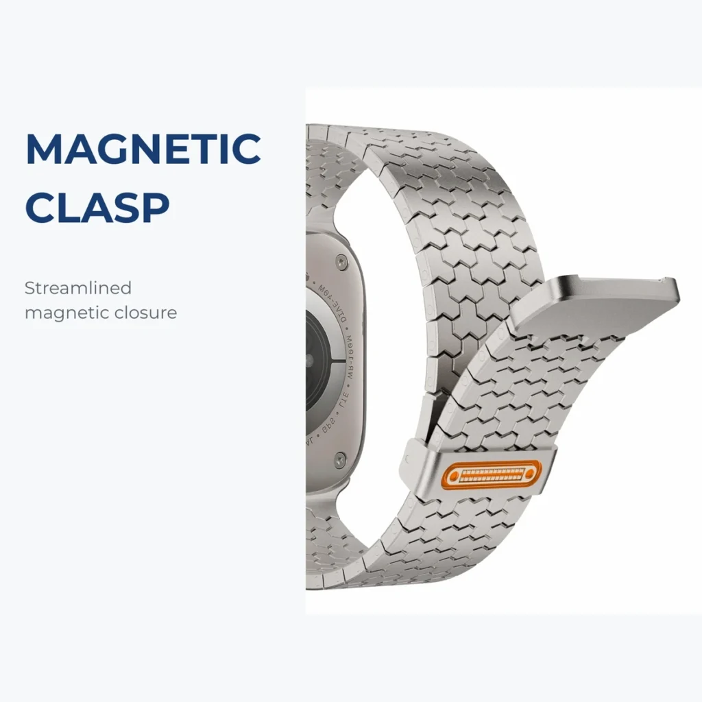 HB-25 Stainless Steel Magnetic Watch Band hb 25 magnetic clasp detail