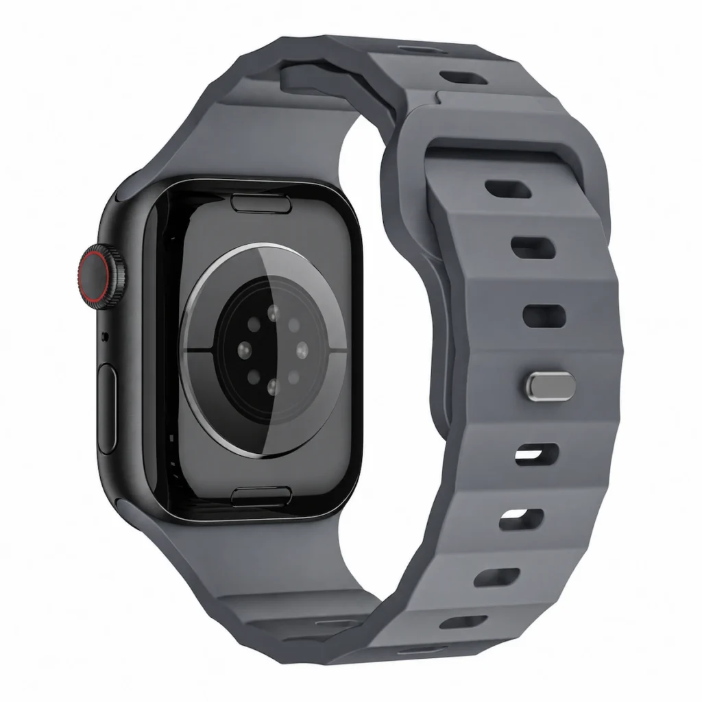 HB-31 FKM Snap Buckle Watch Band HB-31 gray FKM watch band rear closure view