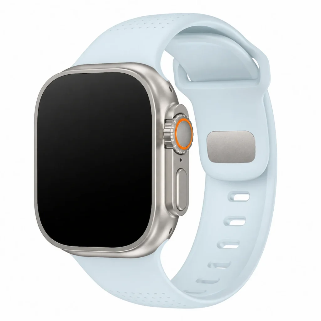 HB-33 light blue perforated FKM watch band