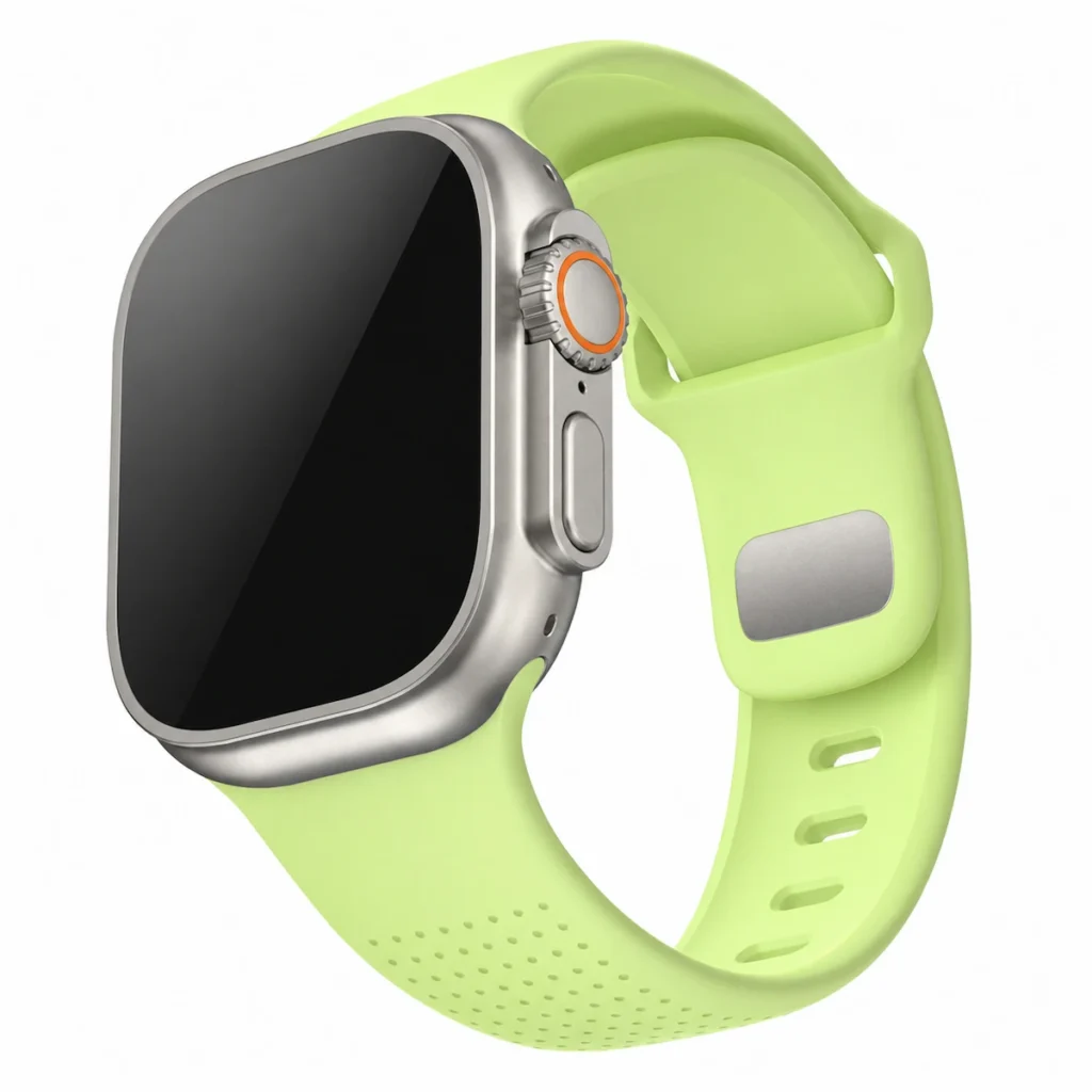 HB-33 green perforated FKM watch band