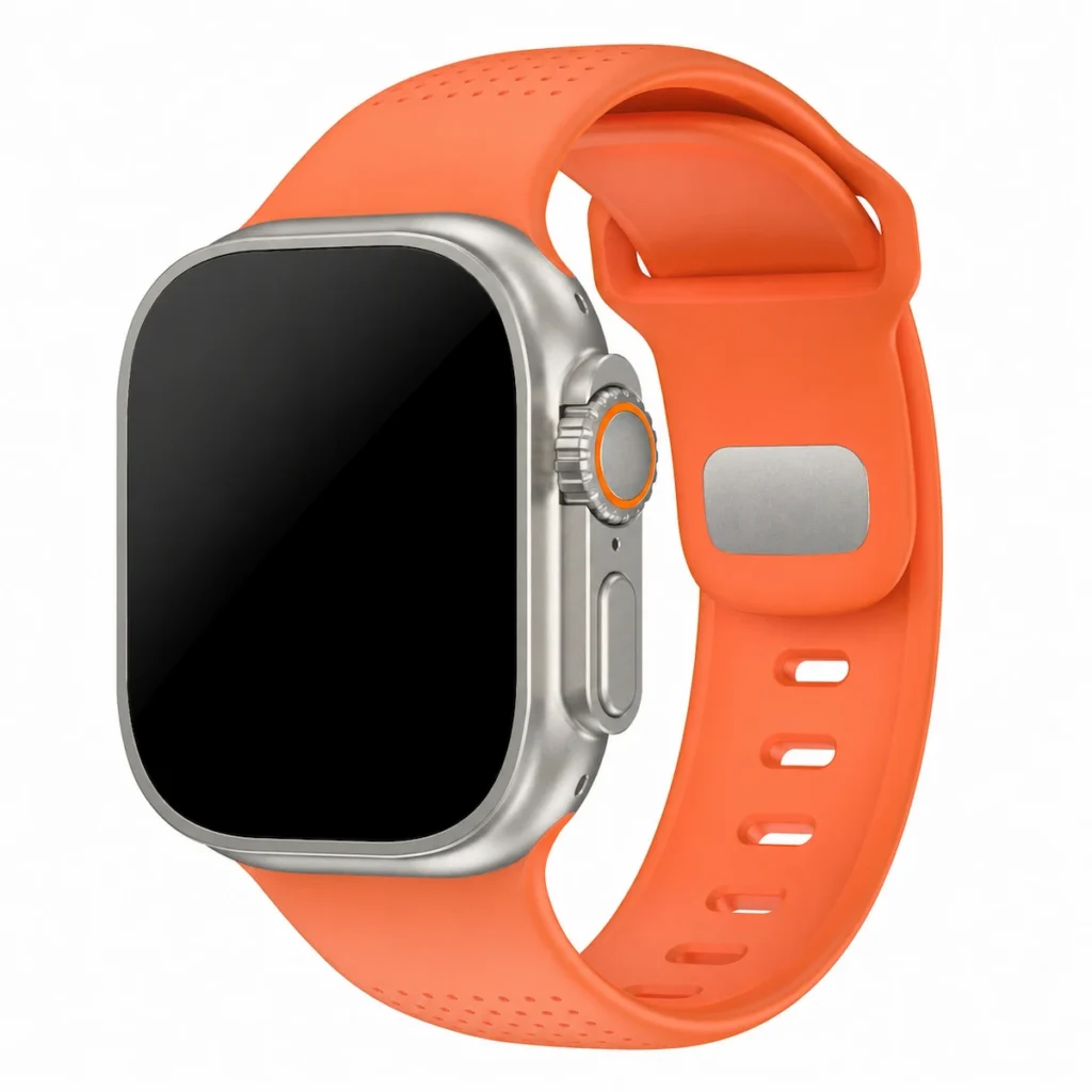 HB-33 orange perforated FKM watch band