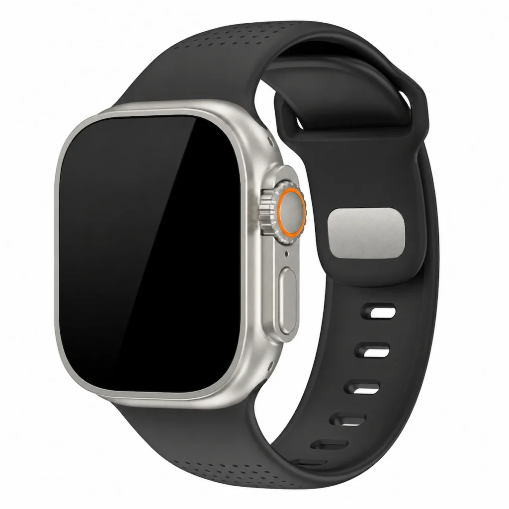 HB-33 black perforated FKM watch band