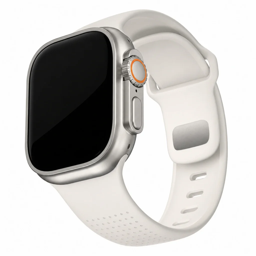 HB-33 white perforated FKM watch band